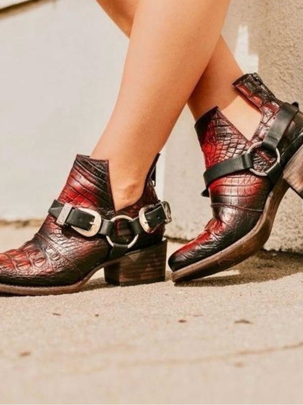 Freebird by Steven Truce Red Croco boots
